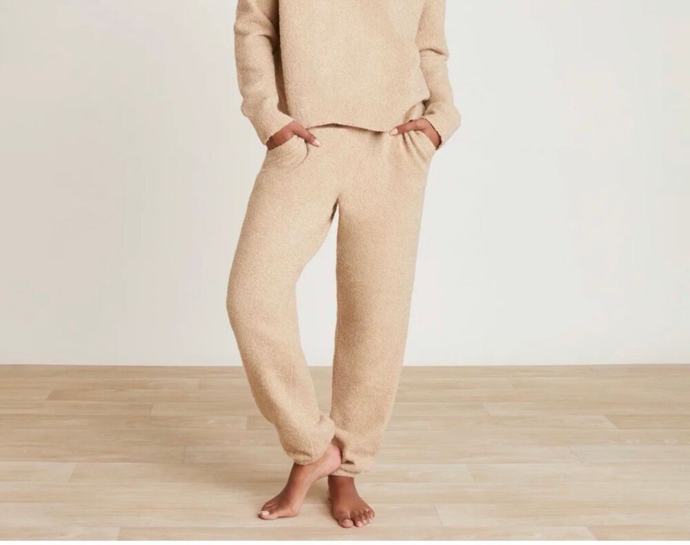 Barefoot Dreams Women's EcoChic Elastic Waist Cozy Jogger Pants Soft Camel L NWT